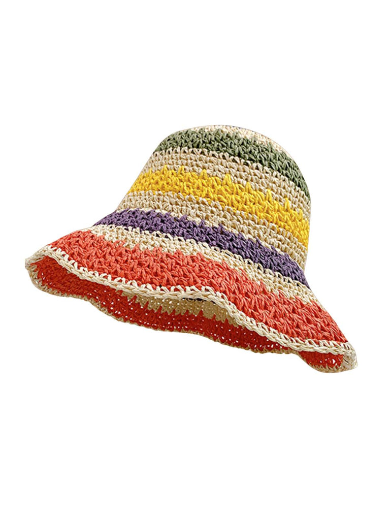 Chapeau de Soleil Contrasté MultiCouleur Vintage
