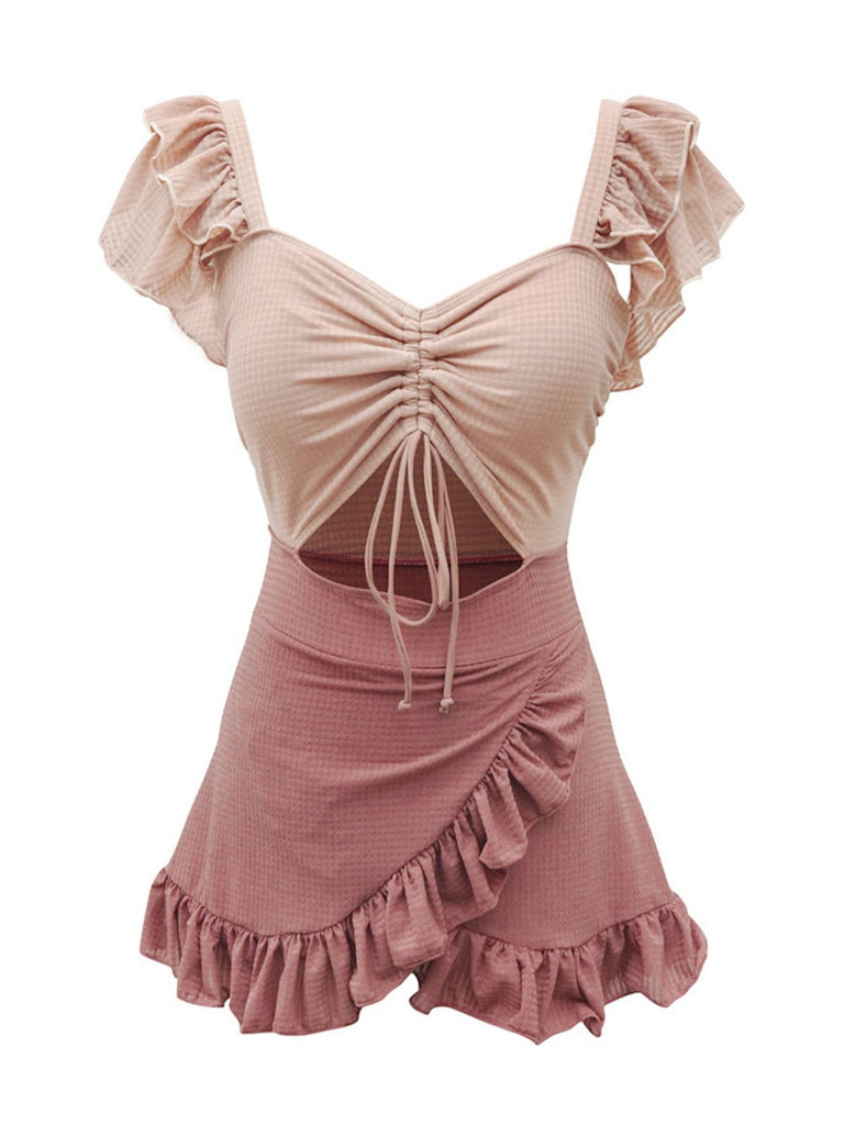 Maillot de Bain Rose à Volants des Années 1940