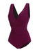 Maillot de Bain Une Pièce Framboise Violet Col V