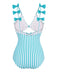 Maillot de bain Une Pièce à Rayures Bleue et Nœud Papillon