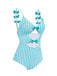 Maillot de bain Une Pièce à Rayures Bleue et Nœud Papillon