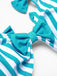Maillot de bain Une Pièce à Rayures Bleue et Nœud Papillon