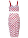 3PCS Maillot de bain rouge plissé à pois années 1950