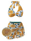 Maillot de bain à fleurs de ping-pong à licou des années 1950