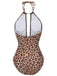 Maillot de bain marron léopard col V années 30