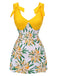 Maillot de bain une pièce patchwork fleuri jaune années 1940