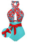 Maillot de bain fleuri à bretelles croisées avec nœud papillon années 1950