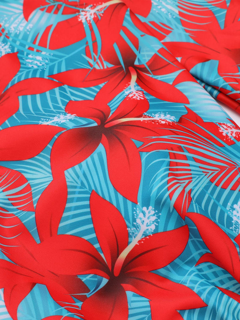 Maillot de bain fleuri à bretelles croisées avec nœud papillon années 1950