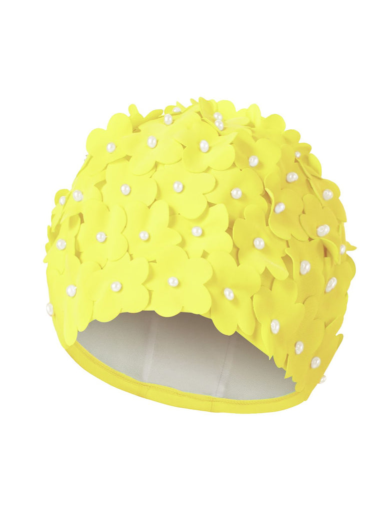 Bonnet de bain Vintage Fabriqué à la main perle fleurie