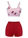 Maillot de bain rouge à rayures cerises des années 1950