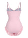 Maillot de bain froncé uni bretelles des années 1950