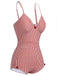 Maillot de bain rouge à rayures et bretelles spaghetti des années 1940