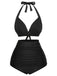 Maillot de bain à lacets à carreaux licou des années 1950