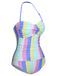 Maillot de bain une pièce rayé coloré des années 1950