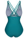Maillot de bain une pièce uni à col en V des années 1950