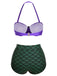Maillot de bain sirène licou violet et vert des années 1950