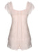Pyjama en mousseline de soie rose à col carré et ruban des années 1950
