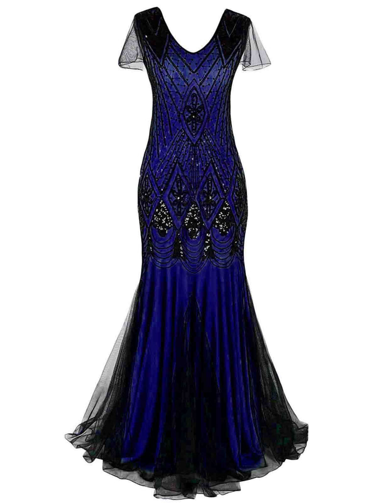 Robe Charleston Vintage Année 20 Gatsby Maxi à Paillettes Soirée Cocktail