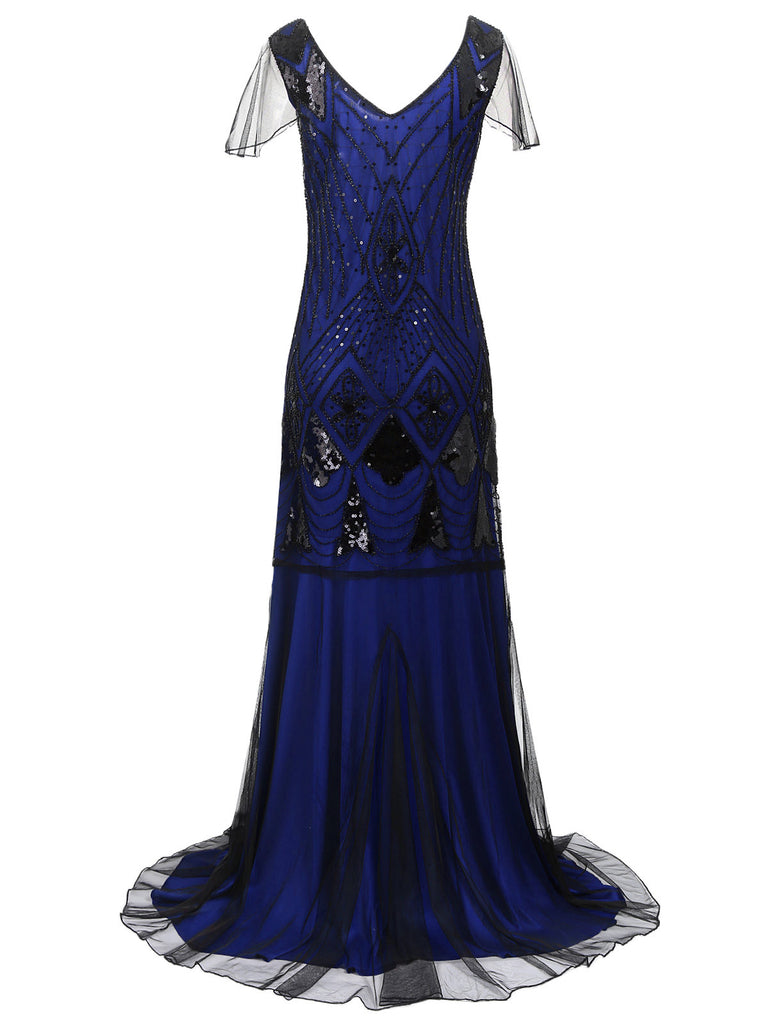Robe Charleston Vintage Année 20 Gatsby Maxi à Paillettes Soirée Cocktail