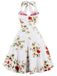Robe Balançoire Année 50 Florale Rose à Licou