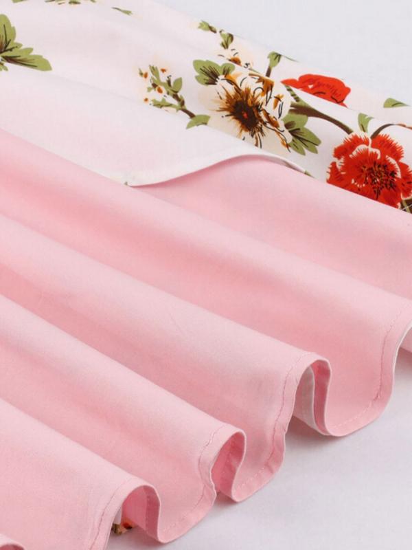 Robe Balançoire Année 50 Florale Rose à Licou