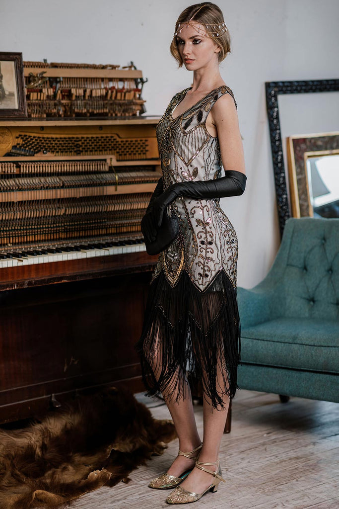 Robe Cocktail Vintage Année 20 Gatsby à Franges à Paillettes Soirée Chic